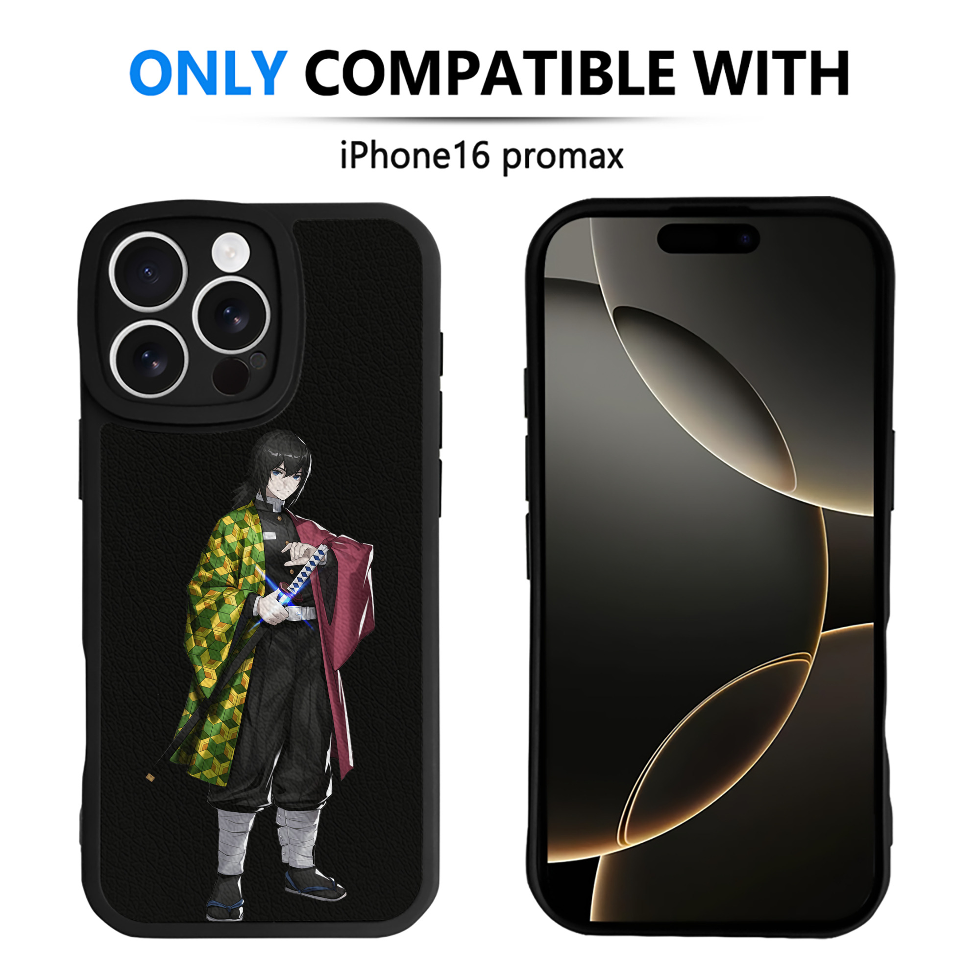 （画像用） 鬼滅の刃（きめつのやいば）水柱-冨岡 義勇／とみおか ぎゆう Tomioka Giyuu 【iPhone 16シリーズ対応】シリコンスマホケース（レザー調） 材質：シリコン